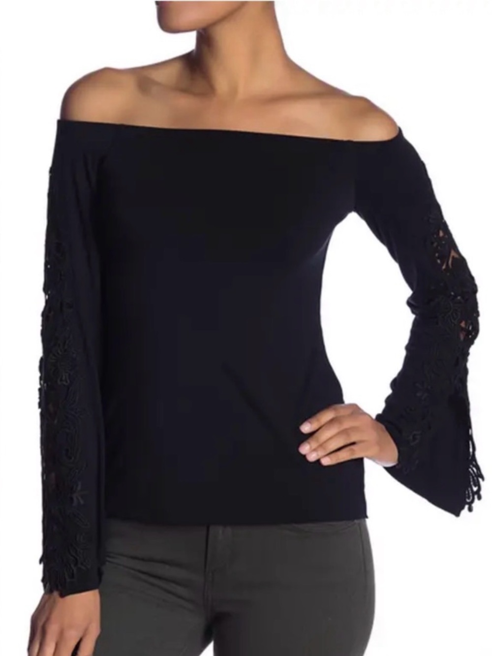 NWT Bailey 44 Off Shoulder Lace Bell Sleeve Top Small Romantic Boho Made USA